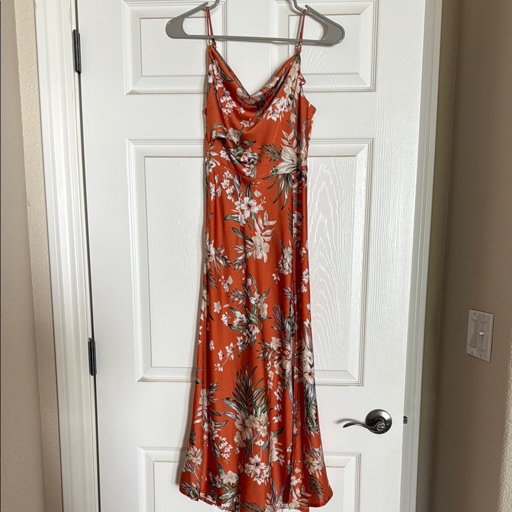 Hello Molly Orange Sleeveless Midi Sundress for Weddings